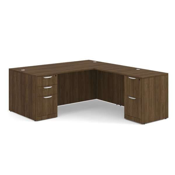 Officesource OS Laminate Collection Double Full Pedestal ''L'' Desk - 71'' x 36'' DBLFLPL101MW